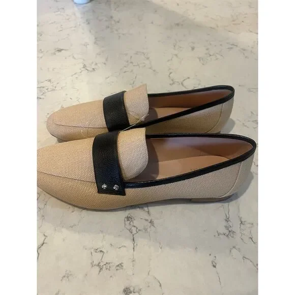 Kate Spade Women's Neutral Loafers Size 9B Raffia Straw Flats
